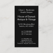 Snijvet, FILIGREE MEDALLION IN GRAY EN BLACK Visitekaartje (Achterkant)