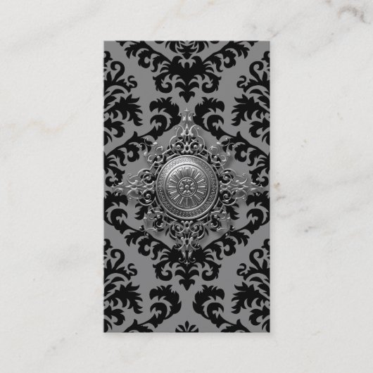 Snijvet, FILIGREE MEDALLION IN GRAY EN BLACK Visitekaartje (Voorkant)