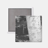 Snijwerk op berkenboomstam B&W Magneet (Voorkant / Achterkant)