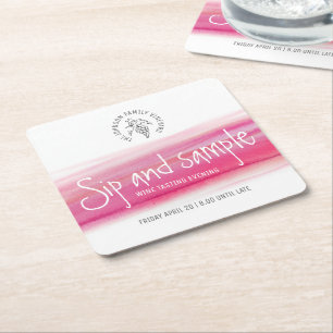 Snip en monster rode wijn proeverij papier onderze kartonnen onderzetters