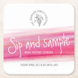 Snip en monster rode wijn proeverij papier onderze kartonnen onderzetters