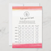 Snip en monster rode wijn proeverij scorecard kaart (Achterkant)