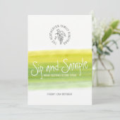 Snip en monster witte wijn proeverij scorecard kaart (Staand voorkant)