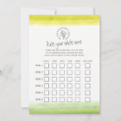 Snip en monster witte wijn proeverij scorecard kaart (Achterkant)