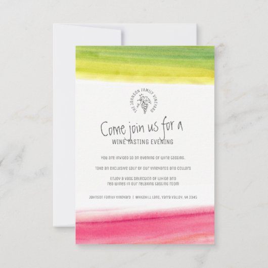 Snip en proef wijnproeverijen uitnodigingen (Achterkant)