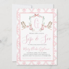 Snip en zie Baby Meisje Waterverf Ooievaar Kaart