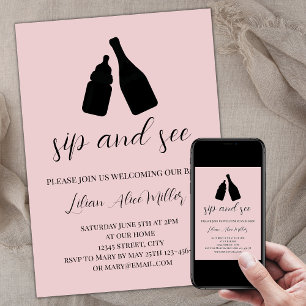 Snip en zie minimalistisch blush roze Baby shower Kaart