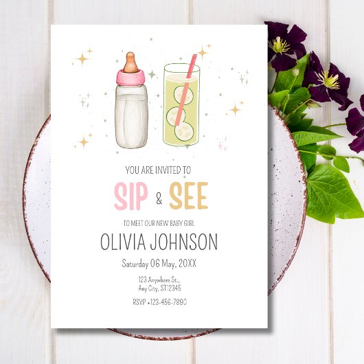 Snip en zie, welkom meisje, nieuwe baby party kaart