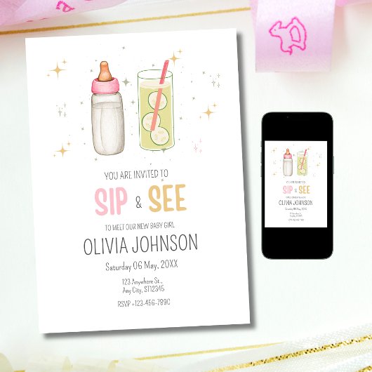 Snip en zie, welkom meisje, nieuwe baby party kaart