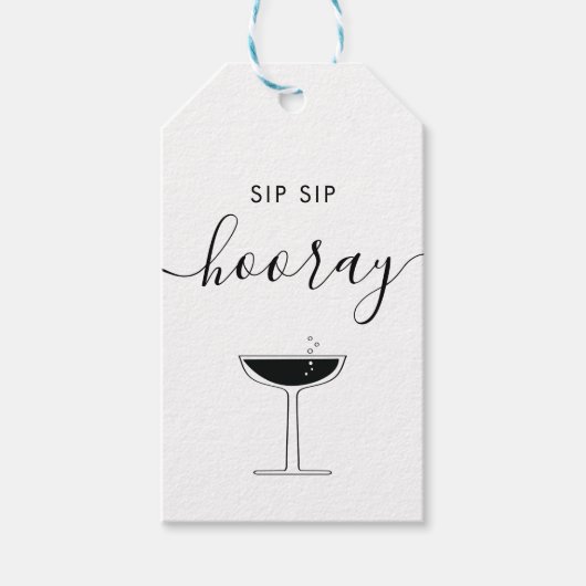 Snip Hoera Bruiloft Bubble Champagne Glas Cadeaulabel (Voorkant)