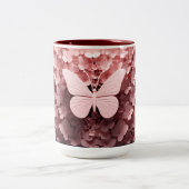 Snip in stijl: De 3D pastel roze vlinder Tweekleurige Koffiemok (Center)