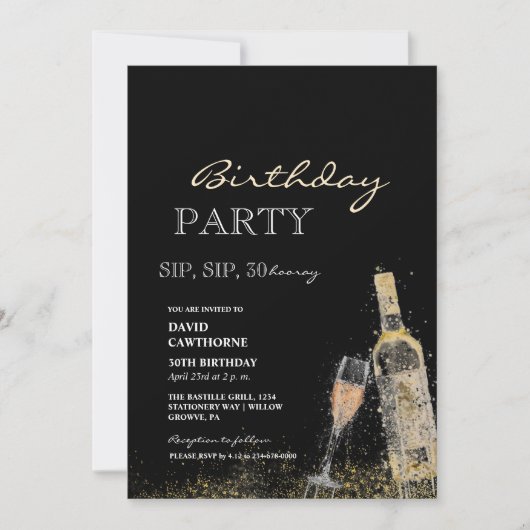 Snip, nip | Splashes of Wine 30th Birthday Party Kaart (Voorkant)