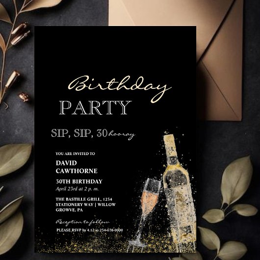 Snip, nip | Splashes of Wine 30th Birthday Party Kaart