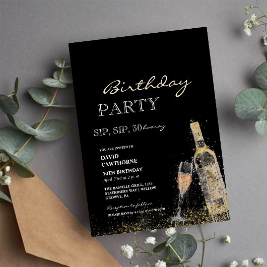 Snip, nip | Splashes of Wine 30th Birthday Party Kaart