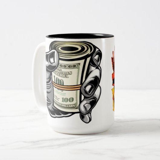 "Snip succes met elk ontwerp - Uw pad naar Prof Tweekleurige Koffiemok (Voorkant links)