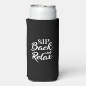Snip terug en Relax Black Slim Seltzer Blikjeskoeler (Seltzer Achterkant)