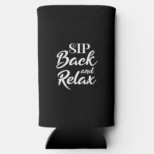 Snip terug en Relax Black Slim Seltzer Blikjeskoeler (Achterkant)
