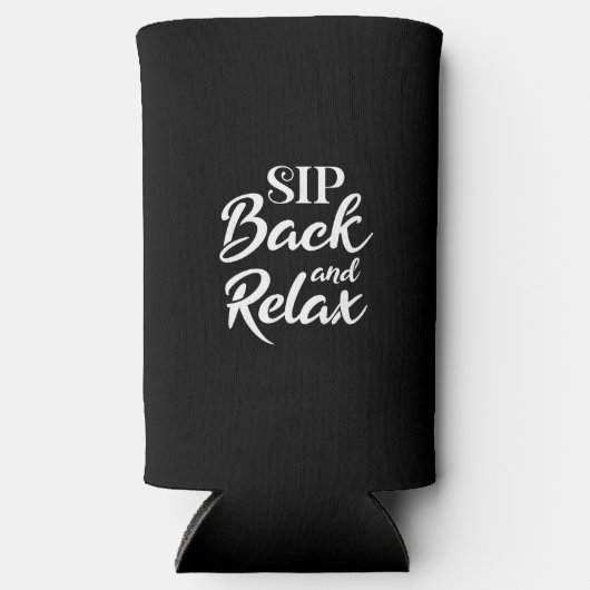 Snip terug en Relax Black Slim Seltzer Blikjeskoeler (Voorkant)
