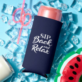 Snip terug en Relax Blue Slim Seltzer Blikjeskoeler