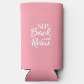Snip terug en Relax Pink Slim Seltzer Blikjeskoeler (Achterkant)