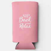 Snip terug en Relax Pink Slim Seltzer Blikjeskoeler (Voorkant)