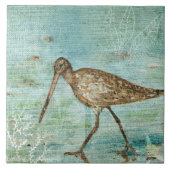 Snipe Shorebird Beach Coastal Decor Tegeltje (Voorkant)