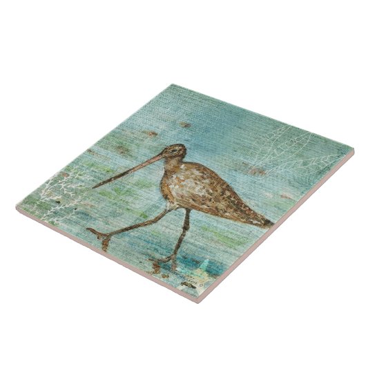 Snipe Shorebird Beach Coastal Decor Tegeltje (Zijkant)