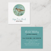 Snipe Shorebird on Beach Coastal Theme Vierkante Visitekaartje (Voorkant / Achterkant)