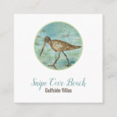Snipe Shorebird on Beach Coastal Theme Vierkante Visitekaartje (Voorkant)