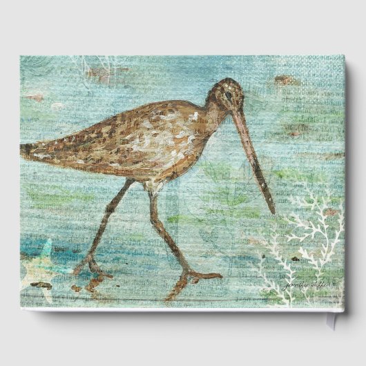 Snipe Shorebird Painting Beach House Guest Book Gastenboek (Achterkant)