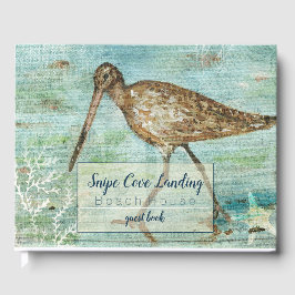Snipe Shorebird Painting Beach House Guest Book Gastenboek