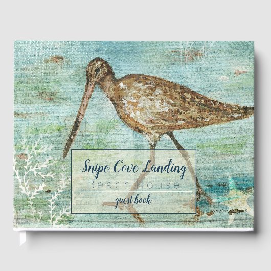 Snipe Shorebird Painting Beach House Guest Book Gastenboek (Voorkant)