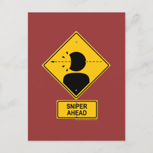Sniper Ahead Warning Sign (Head Shot) Briefkaart