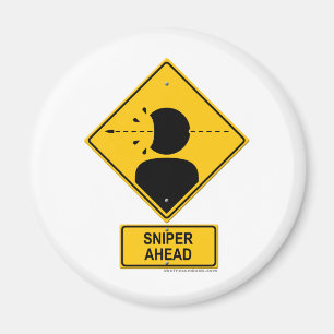 Sniper Ahead Warning Sign (Head Shot) Magneet
