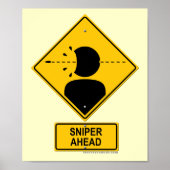 Sniper Ahead Warning Sign (Head Shot) Poster (Voorkant)