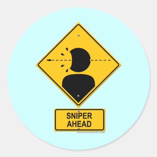 Sniper Ahead Warning Sign (Head Shot) Ronde Sticker (Voorkant)