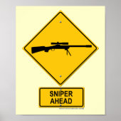 Sniper Ahead Warning Sign Poster (Voorkant)