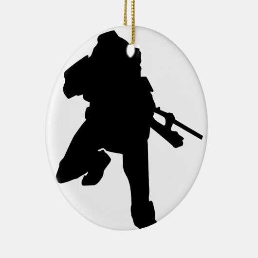 Sniper Silhouette Keramisch Ornament (Rechts)