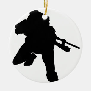 Sniper Silhouette Keramisch Ornament