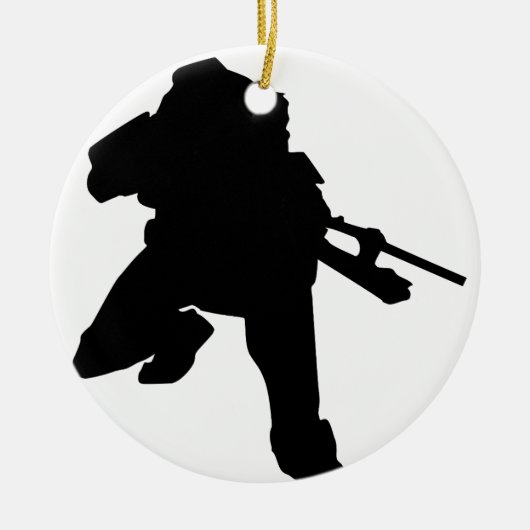 Sniper Silhouette Keramisch Ornament (Voorkant)