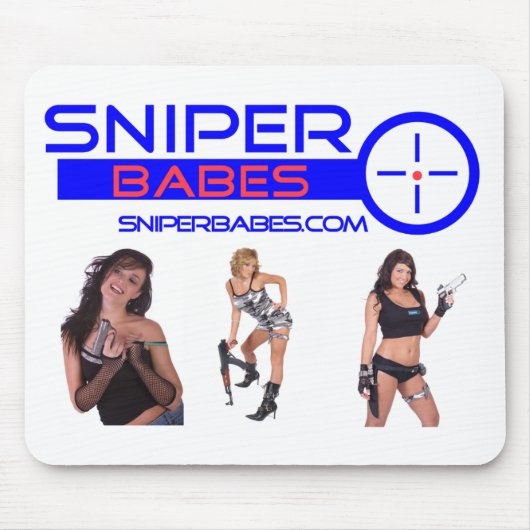 SniperBabes.com-meisjes met pistolen muismatje Muismat (Voorkant)