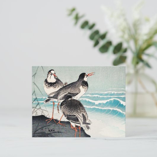 Snipes aan de kust, kunstwerk van Ohara Koson Briefkaart (Staand voorkant)