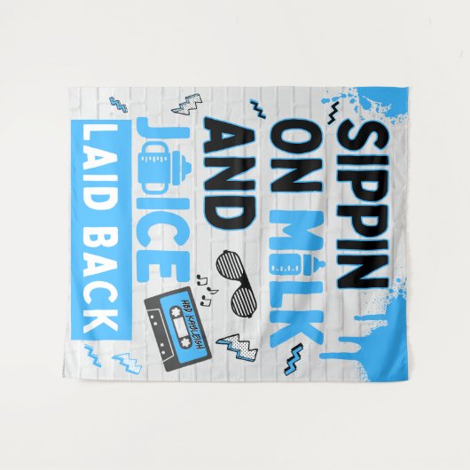 Snippen op melk en sap Blauw / Zwart Hip Hop Verja Wandkleed (Voorkant (horizontaal))