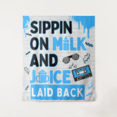 Snippen op melk en sap Blauw / Zwart Hip Hop Verja Wandkleed (Voorkant)