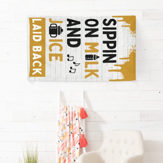 Snippen op melk en sap Goud & Black Hip Hop Spandoek (Insitu)