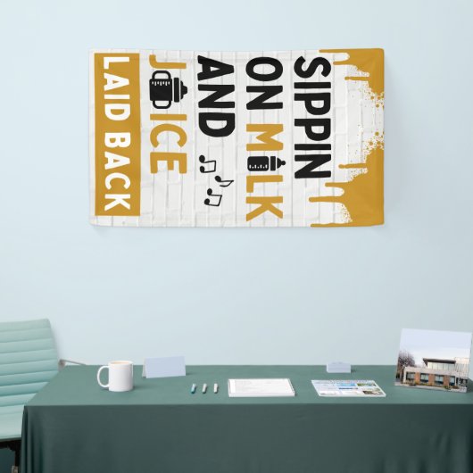 Snippen op melk en sap Goud & Black Hip Hop Spandoek (Beurs)