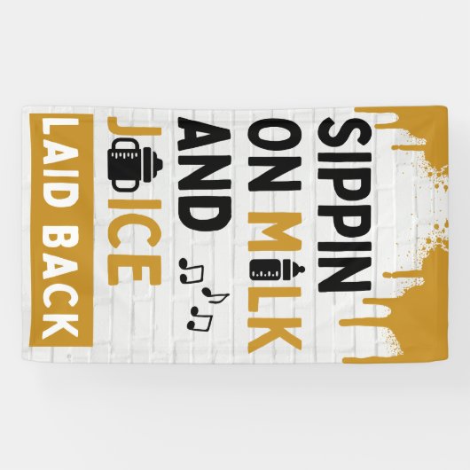 Snippen op melk en sap Goud & Black Hip Hop Spandoek (Horizontaal)