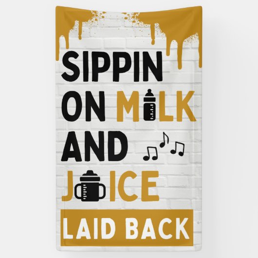 Snippen op melk en sap Goud & Black Hip Hop Spandoek (Verticaal)