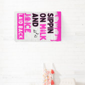 Snippen op melk en sap Roze Hip Hop Spandoek (Insitu)