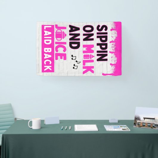 Snippen op melk en sap Roze Hip Hop Spandoek (Beurs)